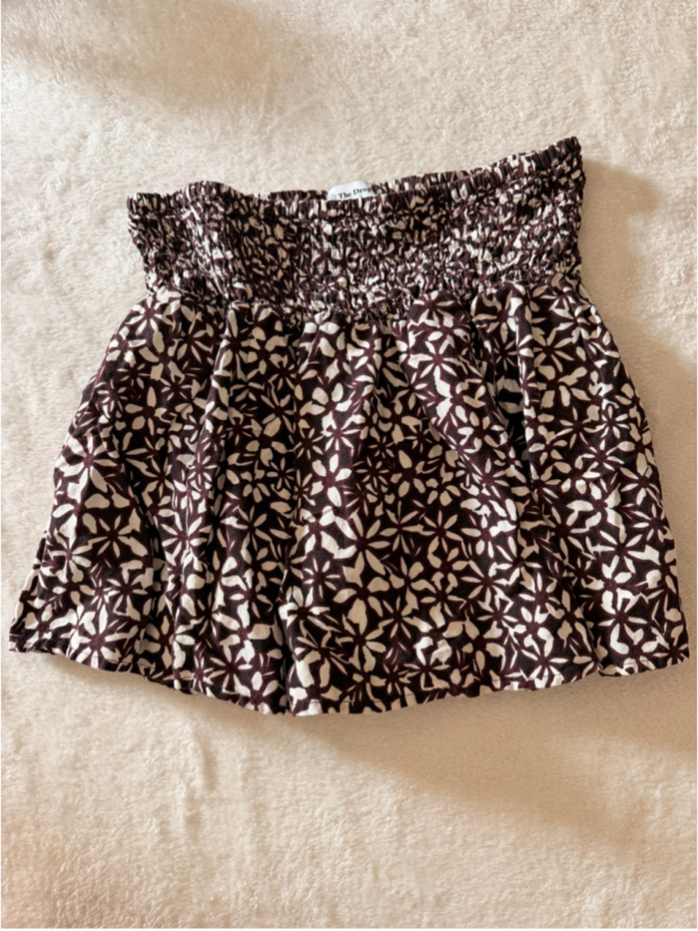 The Drop Mini Skirt Size M Brown White Floral Print
